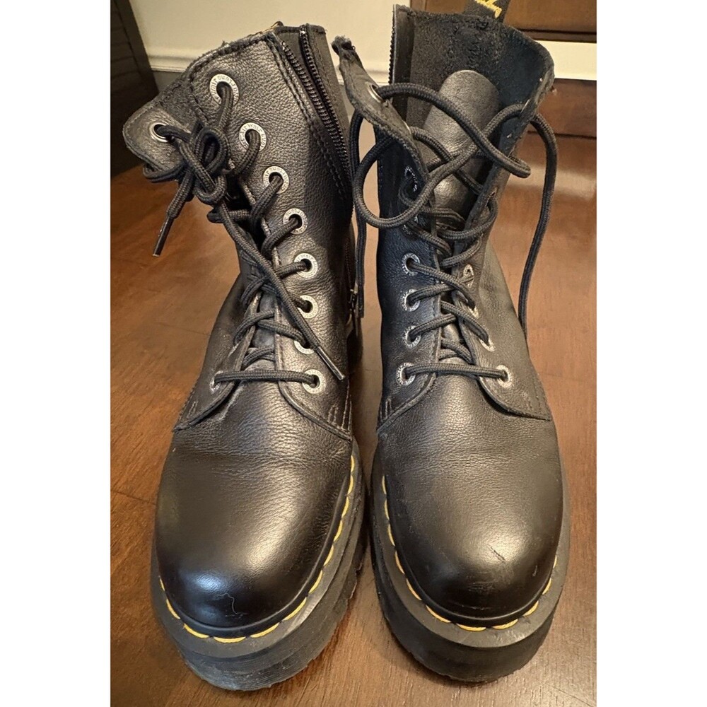 Dr. Martens Jadon Platform Leather Women's Boot - Black Polished Smooth,... - Picture 5 of 14